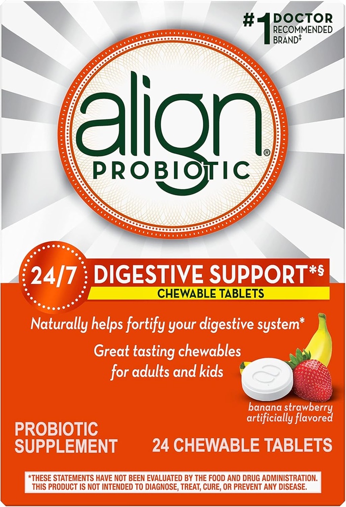 女性と男性のためのアライナープロバイオティック、Chewable Probioticタブレット、ヘルシーな細菌、#1であなたの消化器系を24 / 7強化、医師や消化器科医による推奨プロバイオティクス、24錠