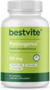 BESTVITE Pycnogenol 50mg (60カプセル) - フレンチマリタイムパインバークエキス - ステアレートなし - グルテンフリー - 非GMO