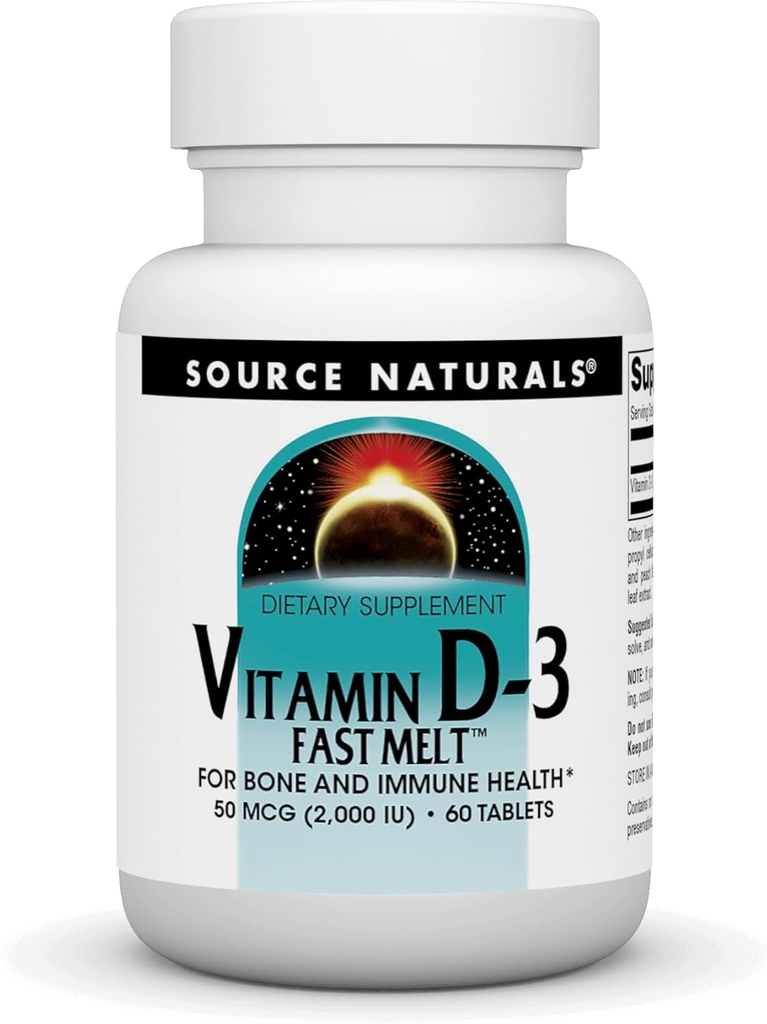 源のNaturalsのビタミンD-3 2000のiuは骨及び免疫の健康-黒いチェリーのピーチの味- 60の速い溶解のタブレットを支えます