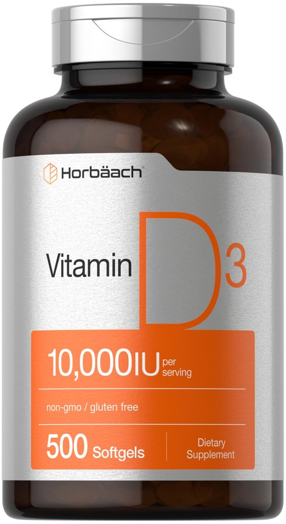 ホルバハチビタミンD3 10000 IU | 500 Softgels | 非GMO、グルテンフリーサプリメント | バリューサイズ | 250mcg | 高効力の公式