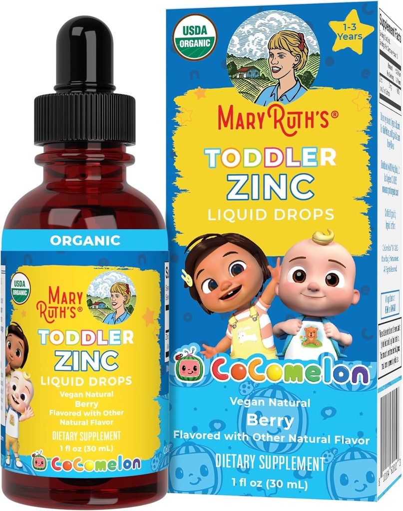 MaryRuth Organic Cocomelon Toddler Liquid 亜鉛 | 砂糖無料 | USDA Organic | お子様用亜鉛硫酸塩 1-3 | お子様用免疫サポートサプリメント | ヴィーガン | GMO非GMO | グルテンフリー | 1 Fl Oz