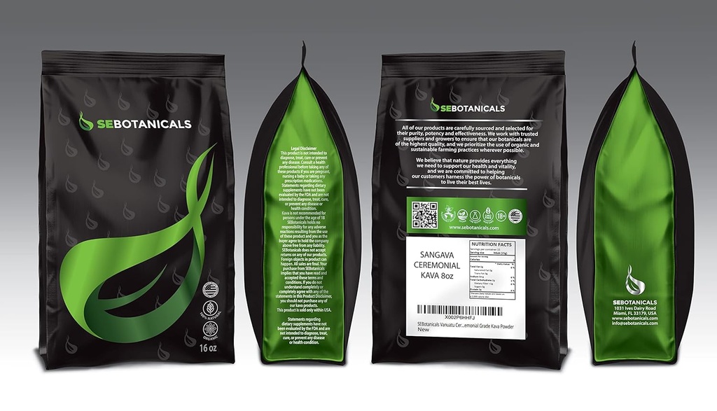SEBotanicalsのVanuatuのSangavaのCeremonialのKavaの茶粉(8oz)1の袋-VanuatuのKava - Kavaの粉-SangavaのCeremonialの等級Kava