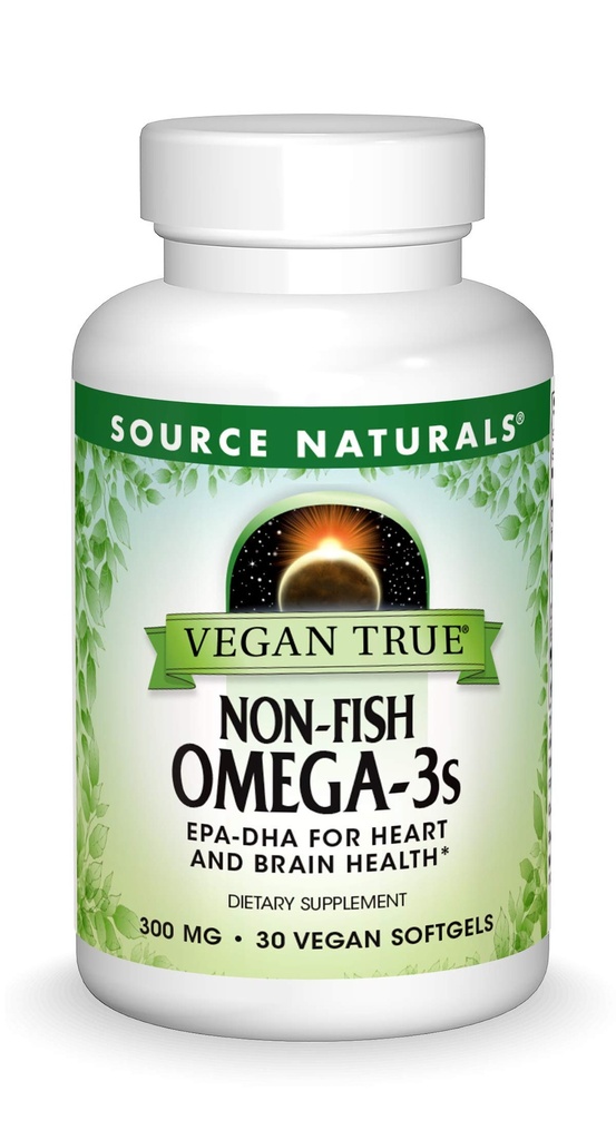 ソースナチュラルズビーガン真, 非魚オメガ-3s, EPA-DHAサポートハートと脳の健康*, 300 mg - 30ビーガンソフトゲル