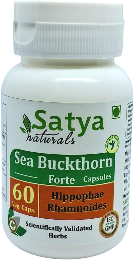 シー・ブチソン フォルテ カプセル 500 mg. 60 ベジ. カプセル | シー・ブチソン (ヒポフェエ ラムノイド) 男性と女性のためのカプセルを抽出 | アーユルヴェーダ ハーブサプリメント | 10:1 フォルテ (1 ボトル 60 カプセル)