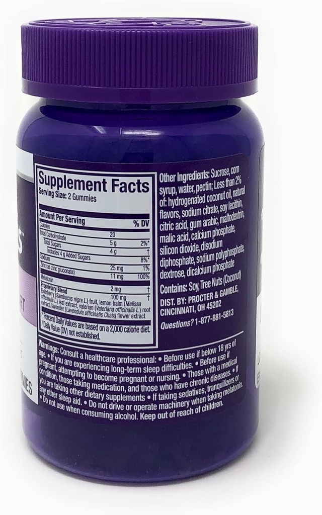 Vicks ZzzQuil の純粋な Zzzs 睡眠 + Melatonin、Elderberry 亜鉛、42 ct、0.42 ポンドの免疫サポート ガミー