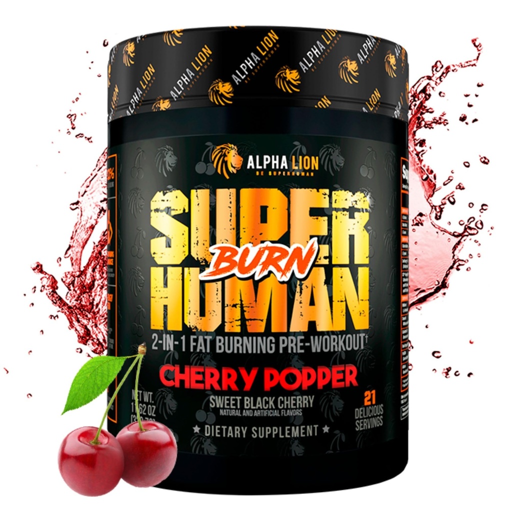 ALPHA LION Superhuman Burn – 1 代謝ブースタープレワークアウトと男性のためのサーモニック脂肪バーナー – 食欲抑制剤と減量サプリメント (21 サービング, 甘い黒チェリーフレーバー)