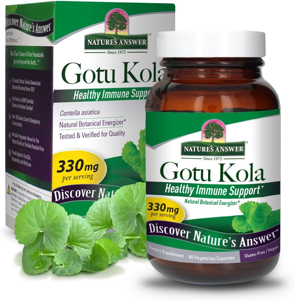 Nature's Answer Gotu Kola | ダイエットサプリメント | ヘルシーな免疫システムをサポート | アメリカ製 | グルテンフリー・ヴィーガン・ベジタリアンカプセル 60ct