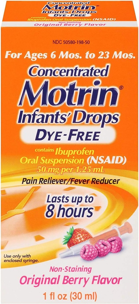 Motrin によって集中されるインフルエンザの低下の染料なしの元の果実味 - 1 つの oz、4 のパック