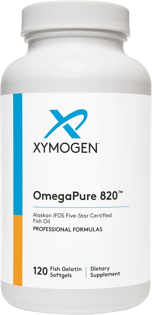XYMOGEN OmegaPure 820 - 国際魚油規格(IFOS) 五星認証魚油 - DHA EPA Omega-3 心臓血管 + 認知サポート (120 小さなSoftgels) のサプリメント