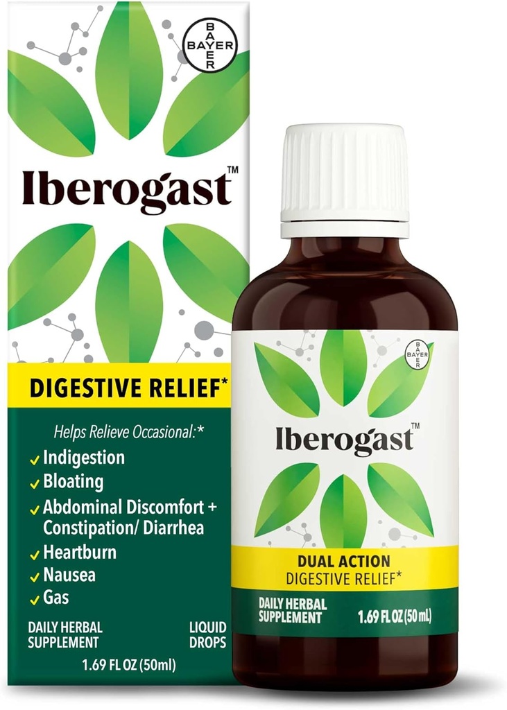 Iberogastの液体の低下、StomachのUpsetの草の救助:Occasional Indigestion、Bloating、ガス、Nausea、Upset Stomach;Glutenは放します;Iberis Amara、Peppermint、Licoriceの6-Herbのブレンド;50mL