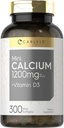 Carlyle Calcium 1200 mg with Vitamin D3 | 300 Softgels | 非GMOとグルテンフリーサプリメント