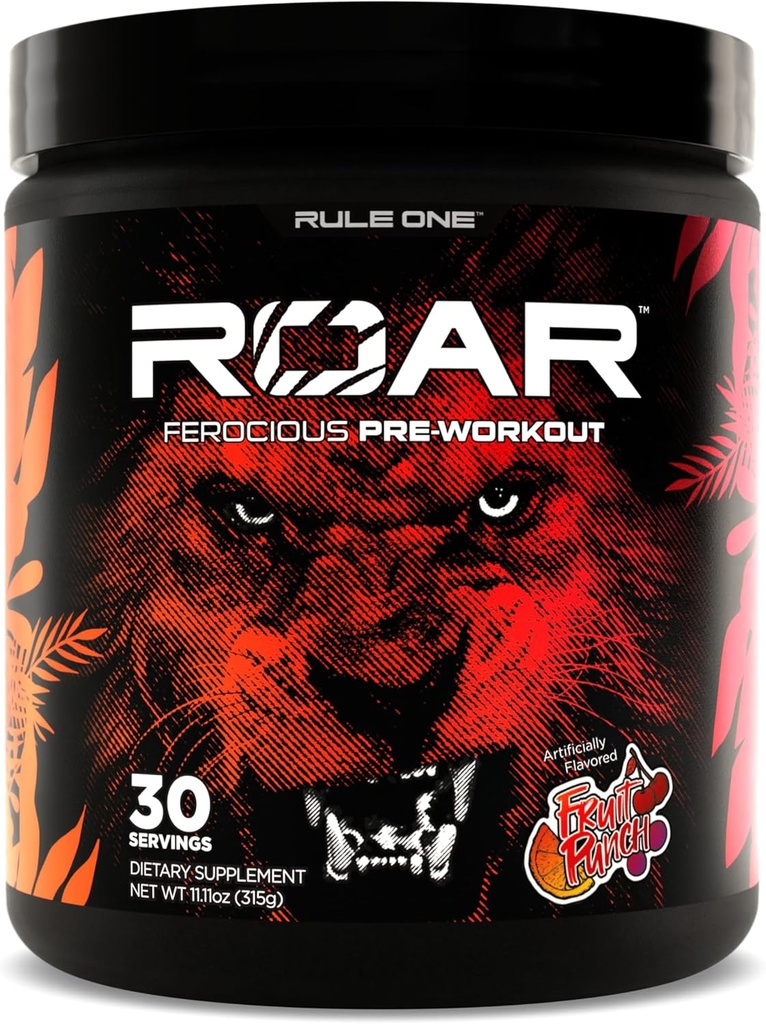Rule 1 R1 Roar - クレアチン、ベータアラニン、Citrulline、電解質&カフェイン(30サービング、フルーツパンチ)とプリワークアウトパウダー