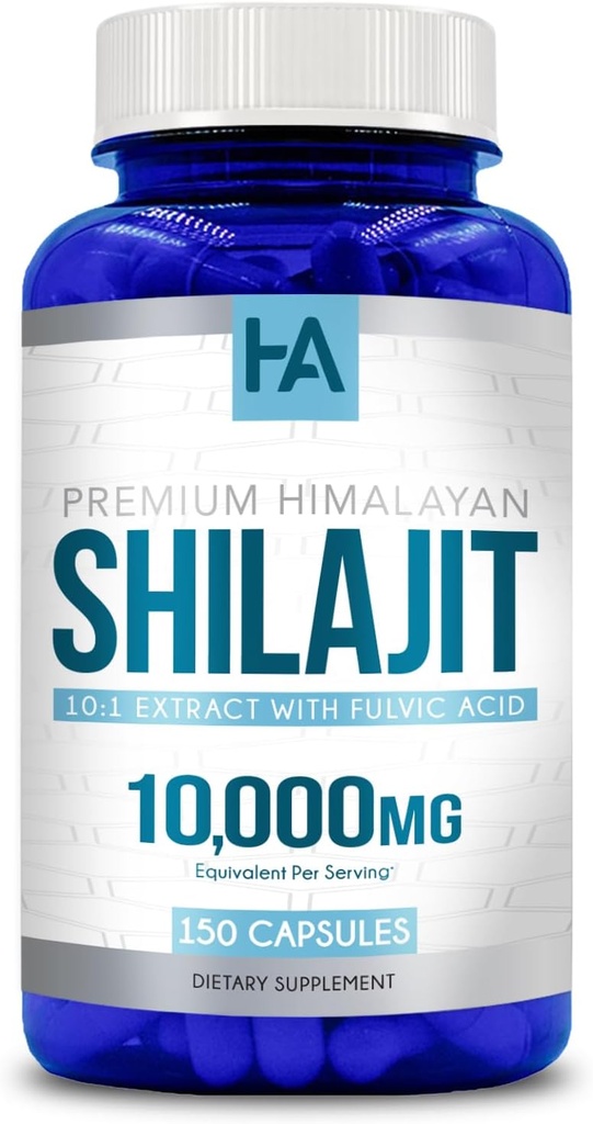 余分強さのShilajitのカプセル | 味の人の自由なシラジット及び女性のための 10000mg 自然に占有するミネラルおよびフルヴィク酸と等しい 10000mg | ビーガン非GMO及びcGMP の実験室(150 のサービング)でなされる