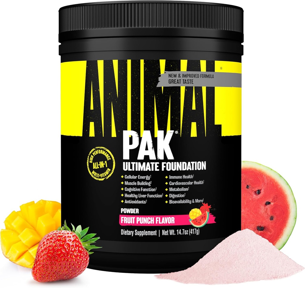 Animal Pak - Convenient All-in-One Vitamin & Supplement Powder - Zinc, Vitamins C, B, D, Amino Acids, Immune Support, Digestive Enzymes, and More - Daily Multivitamin for Women & Men - 60 Scoops