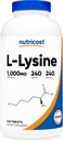 Nutricost L-Lysine 1000mg、240錠 - グルテンフリー、非GMO、ベジタリアン対応