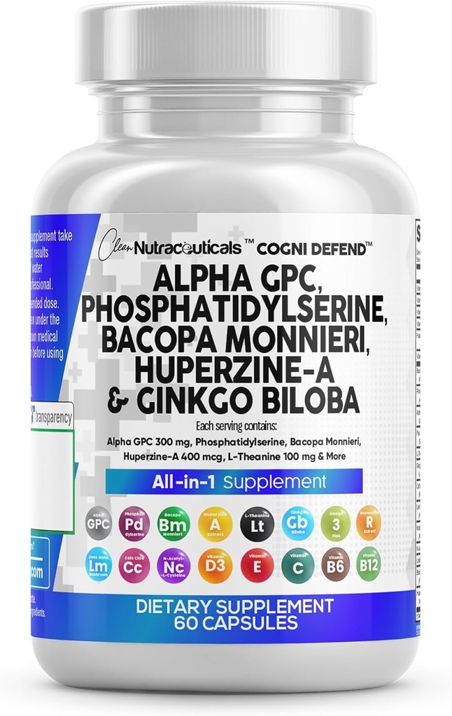 きれいなNutraceuticalsアルファGPCのコリンのPhosphatidylserineのBacopa Monnieri GinkgoのBiloba HuperzineのUldineのライオンのマネの猫の爪NACのビタミンC B D Eの補足