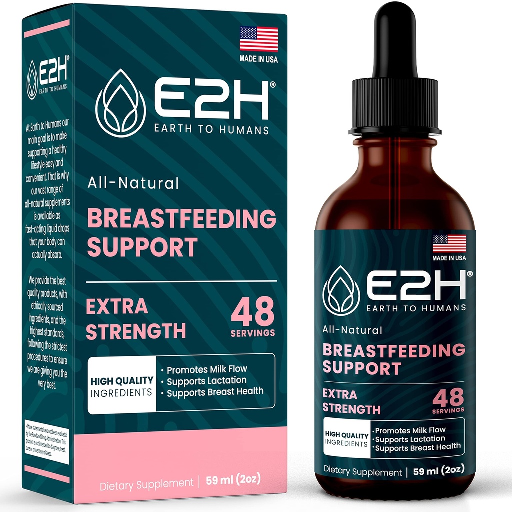 E2H Breastfeedingサプリメントと授乳サポート - 液体授乳サプリメント - Fenugreek、ミルクアザミ、フェンネルなどが含まれています - いいえアルコール - ビーガン - 2 Fl Oz