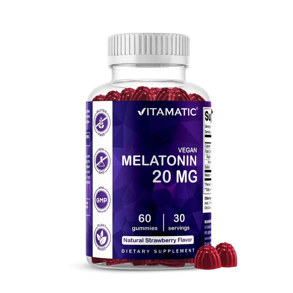 大人のためのVitamatic Melatonin 20mgのガミー、30のサービング- 60の計算-非習慣の形成の補足