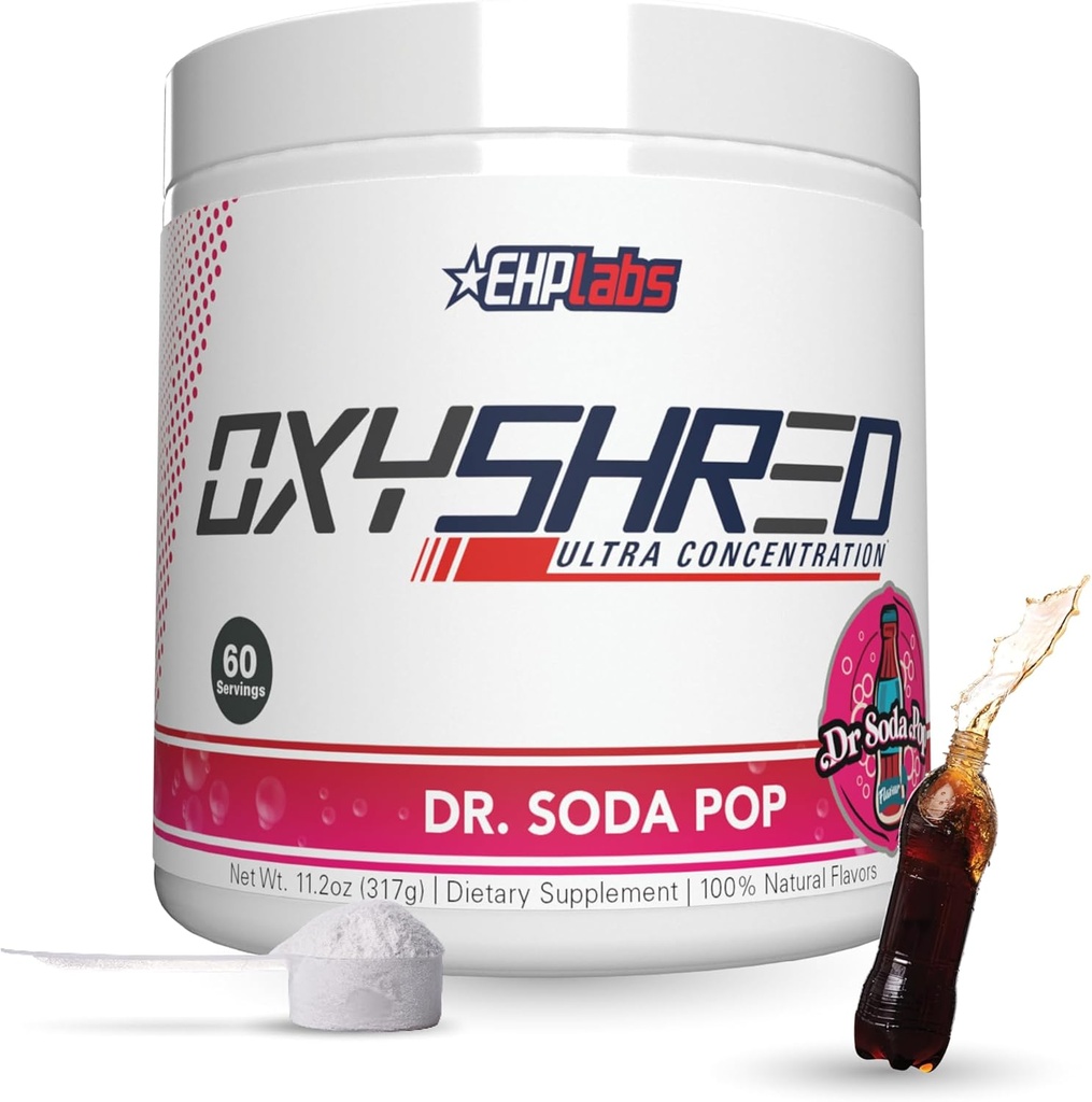 EHP Labs OxyShredのThermogenic脂肪バーナー-L-グルタミン、アセチルL-カルニチン、Metabolismのブースター、減量、食欲制御、エネルギー飲み物、SODAのポップアップ、60のサービングが付いているプレワークアウトの粉