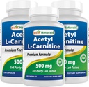 ベストナチュラルアセテートL-カルニチン(ALCAR)500mg、120カプセル、120サービング - 非GMOとグルテンフリー、サービング1カプセル(3パック)