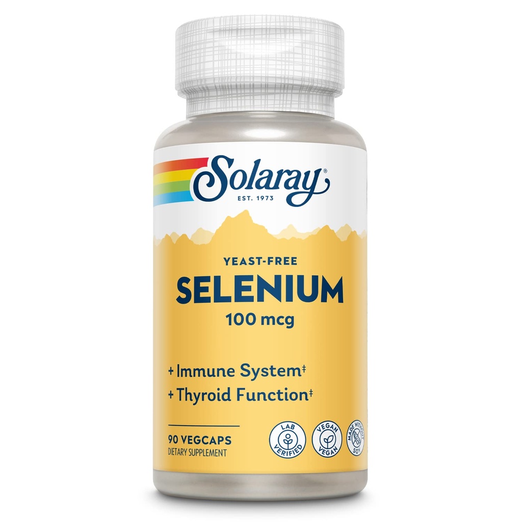 女性のためのSOLARAYセレン 100 mcgサプリメント & 男性 - セレン 100 mcgカプセル, 甲状腺 & 免疫の健康サポート, イーストフリー, L セレノメチオニン, 抗酸化サポート, 完全菜食主義者の - 90 ベジキャップ