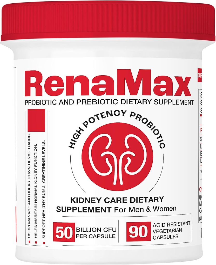 Capsule Kidney Restores & Kidney Care Supplement - Probiotic & Prebiotic Supplement to Support Normal Kidney Function - 50 Billion CFU per Capsule - Made in U.S.A (90 Caps (1 Pack))