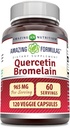 Bromelain 165mg、120ベジギーカプセルサプリメントで驚くべきフォーミュラケルセチン800mg|非GMO|グルテンフリー|米国製