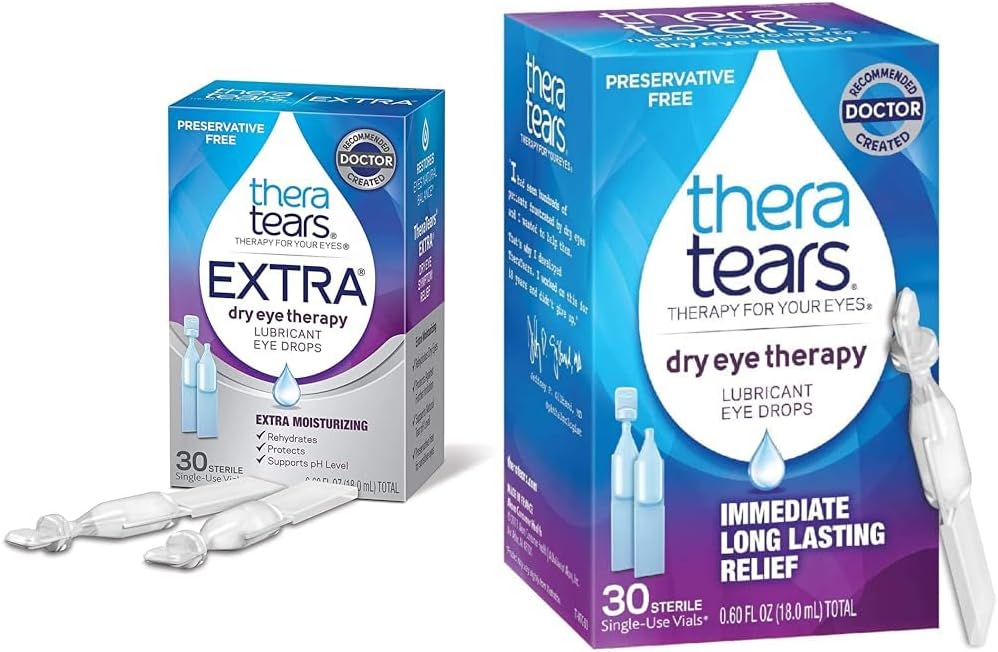 TheraTears Extra Dry Eye Therapy Lubricant Eye Drops 30ct & Dry Eye Therapy Lubricating Eye Drops 30バイアル