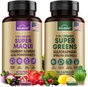 All in One Superfood Bundle - Super Maqui Berry & Super Greens - Gut Health, Immune, Skin, Wellness Support - Non GMO, Gluten Free, Vegan Supplements