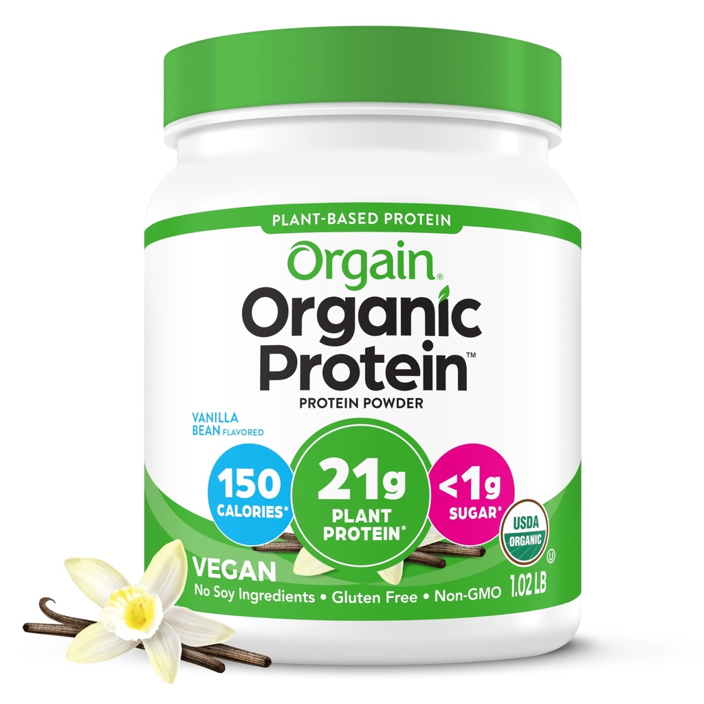 Orgainオーガニックビーガンプロテインパウダー、バニラビーンズ - 21g植物ベースのプロテイン、4gプレバイオティクスファイバー、乳糖成分なし、砂糖、非GMO、シェイクス&スムージー用、1.22ポンド(パッケージメイラリー)