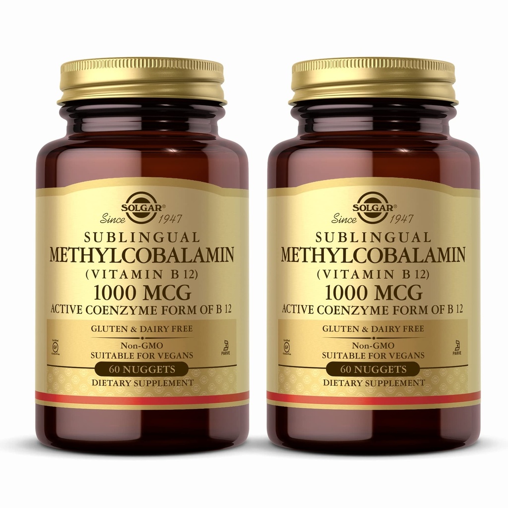 Solgar Methylcobalamin (ビタミンB12) 1000 mcg - 60 Nuggetsのパック 2 - エネルギー代謝をサポート - 非GMO、ビーガン、グルテンフリー、乳製品無料、コシャ - 120 総給