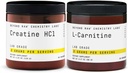 BEYOND の未加工クレアチン HCL の粉 + L カルニチンの粉の束
