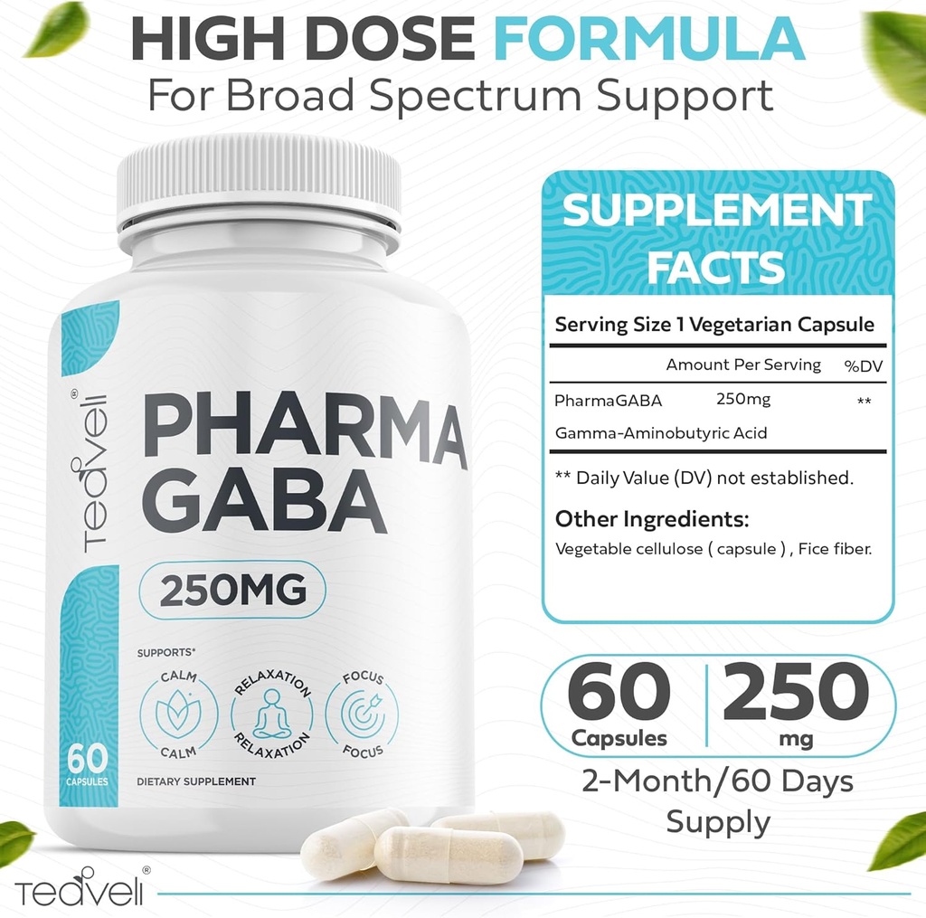 Teaveliは、PharmaGABA(250mg)とApigenin(50mg)の焦点とスリープバンドル。