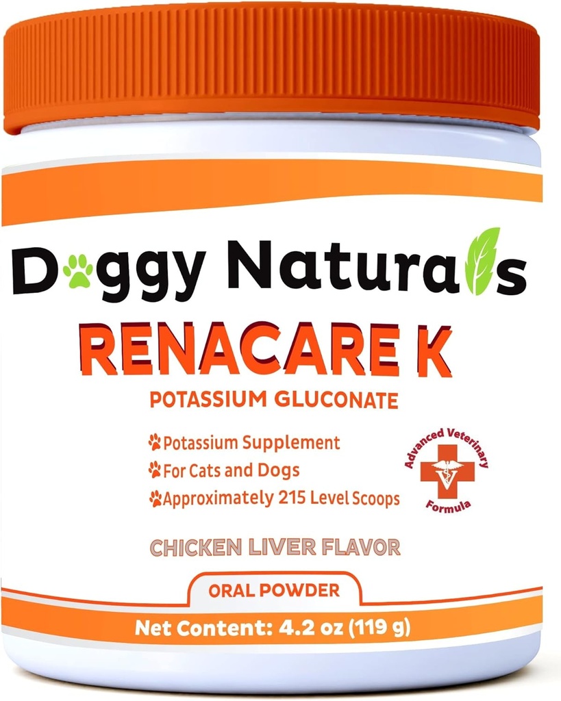 RenaCare K は Renal K (Potassium Gluconate) の犬および猫のためのカリウムの補足の粉、4 oz) 鶏のレバーの味- 215 のレベル スコップ(Made は米国です)のためです