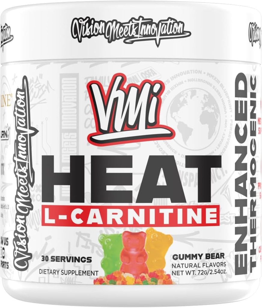 ヒートL-カルニチンパウダー強化熱媒 | 1500 mg L-カルニチン | 最大吸収式 | 男性と女性のための素晴らしい味 | 30 サービング (30 サービング, ガミーベア)