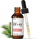 ルミ ビタミン D3 K2 MK7 w パーム MCT オイル - 10000 IU D3、200 mcg K2 MK7-60ml 口腔吸収体液滴 - 非GMO、ビーガン、非風味液体 - 月間供給 - 2 Fl Oz