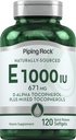 パイピングロックビタミンE 1000 IU Softgels | 120 カウント | Dアルファと混合トコフェロールスで | グルテンフリー、非GMOサプリメント