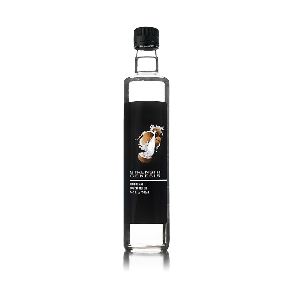 プレミアムMCTオイルハイオクタンC8 C10 MCTオイル500ML BPAフリーガラスボトル | ベストMCT Ketoコーヒー、紅茶、スムージー | 純MCTココナッツオイル 60% C8 40% C10 非GMOココナッツグルテンフリーフレーバー