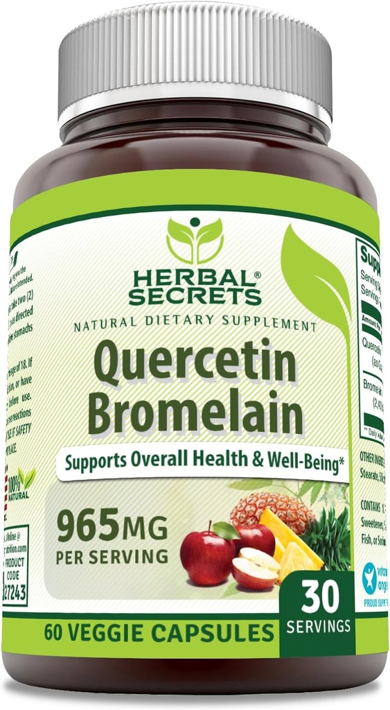 草の秘密ケルセチン800 MgとBromelain 165 Mgサプリメント | 60 Veggieカプセル | 非GMO |グルテンフリー | アメリカ製