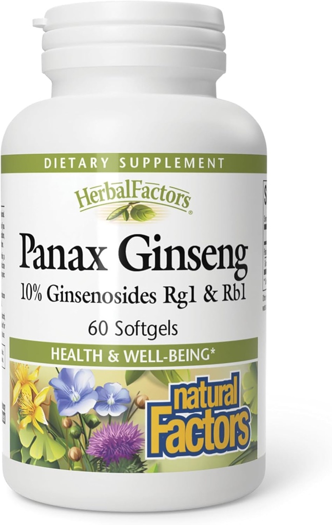 自然な要因、Panax GinsengによるHerbalFactorsは、毎日ストレスや健康的なウェルビーイング、60ソフトゲル(60サービング)への抵抗を促進します