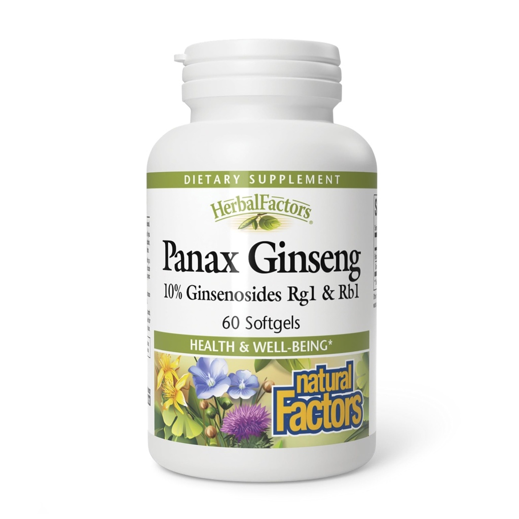 自然な要因、Panax GinsengによるHerbalFactorsは、毎日ストレスや健康的なウェルビーイング、60ソフトゲル(60サービング)への抵抗を促進します