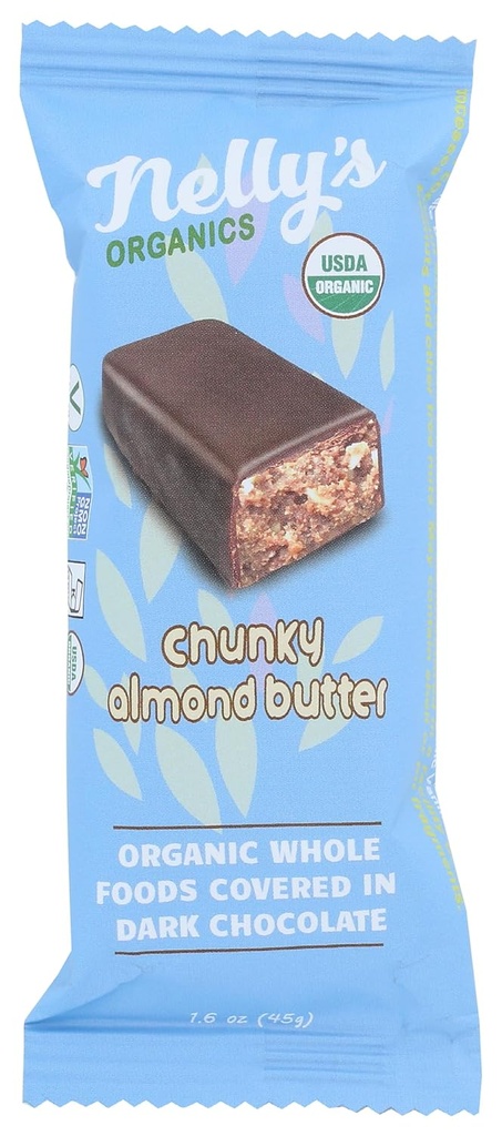 Nellys Organics Organic Dark Chocolate Chunky Almond Butter Bar, 1.6 オズ