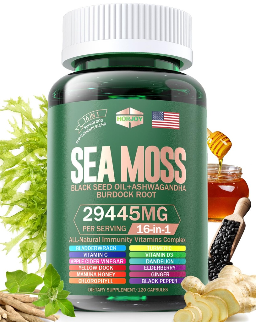 海苔12000mgの黒の種のオイル6000mg Ashwagandha 3000mgのターメリック1000mgのぼうこう2000mgのぼうこう3000mg及びElderberry Manuka Dandelionの黄色ドックのイオダインChlorophyll ACVのビタミンC及びD3