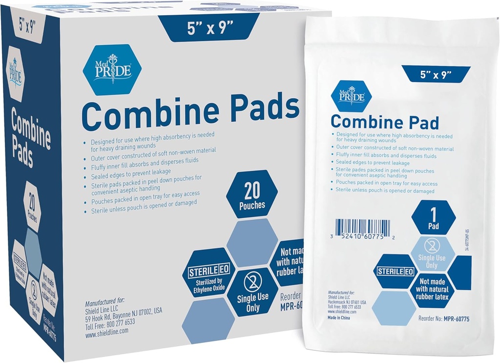 MED PRIDEのNonstickの生殖不能のABSコンバインのパッド重い漏出のための余分吸収性の外科ドレッシングの5x9 (40の計算)