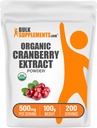 BulkSupplements.comオーガニッククランベリーエキスパウダー - 有機クランベリー風味パウダー、Vacciniumマクロカルポンフルーツから供給 - ビーガン&グルテンフリー、給餌ごとに500mg、100g(3.5オンス)(パッケージ1)