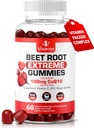 Extreme Beetroot Formula & COQ10 100mg with Grape Seed Extract, for Circulation Energy & Flow, 1500mg Beet Root Gummies Extract Gluten Free 60