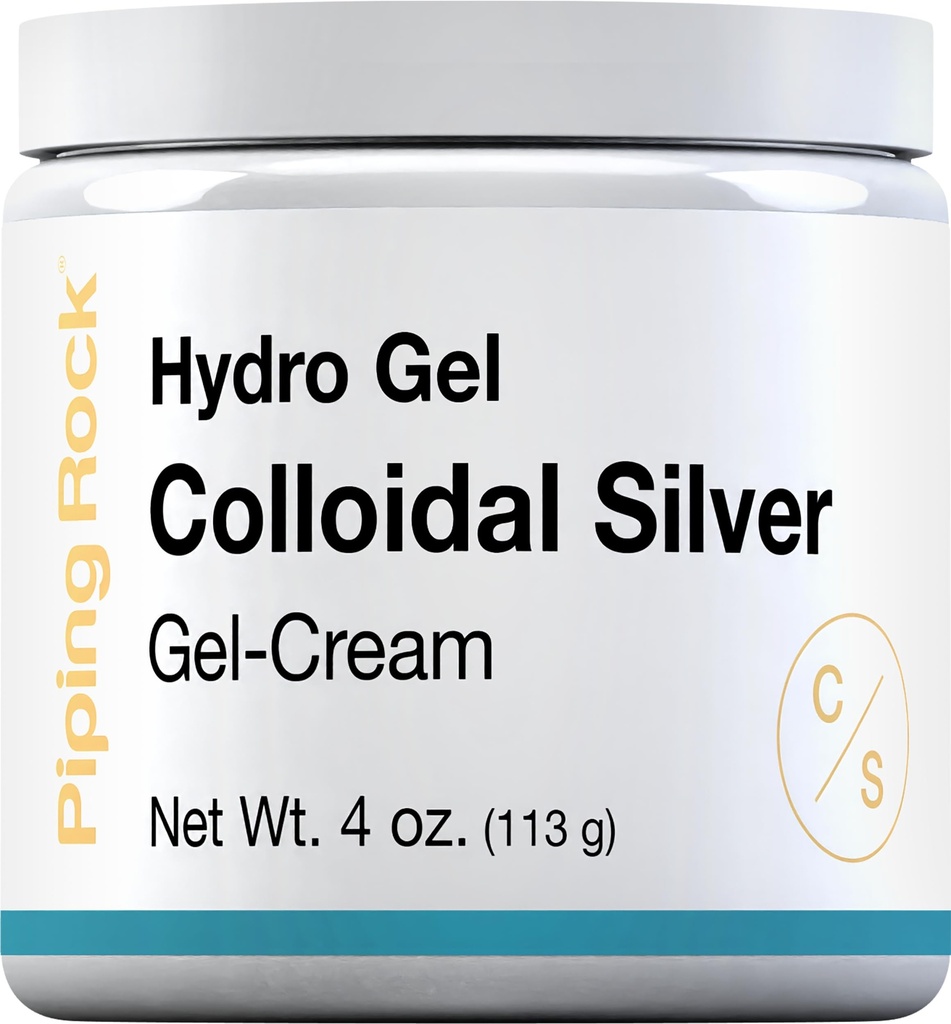 ピッピングロックコロイドシルバークリーム | 4oz | 肌用 | ハイドロゲルクリーム | ノンGMO、グルテンフリー