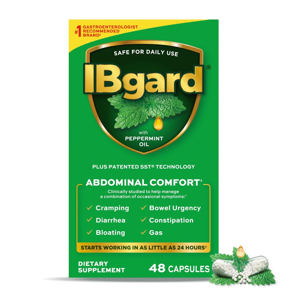 IBgardの腸の健康の補足、腹部の慰め、48のカプセルのためのペパーミント オイルのカプセル