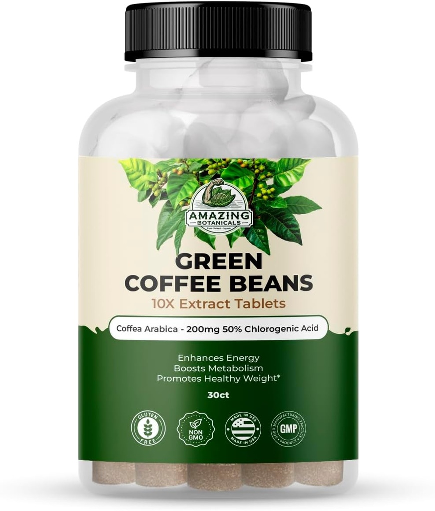 驚くべき植物の緑のコーヒー豆のエキスのタブレット- Coffea アラビカ- 200mg 50%のChlorogenic酸- 30の計算
