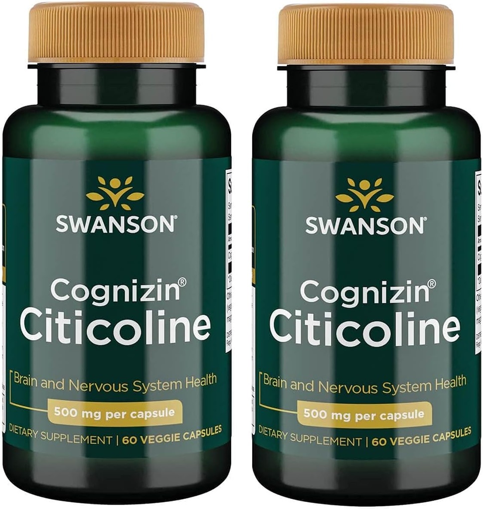 Swanson Cognizin Citicoline 1,000ミリグラム 60 ベジーカプセル(2パック)